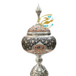گز خوری (شکلات خوری پایه دار) قلمزنی مدل گل و مرغ دورنگی - Image 3
