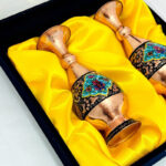 گلدان مسی الماس تراش و پرداز با جعبه مخمل - Image 9