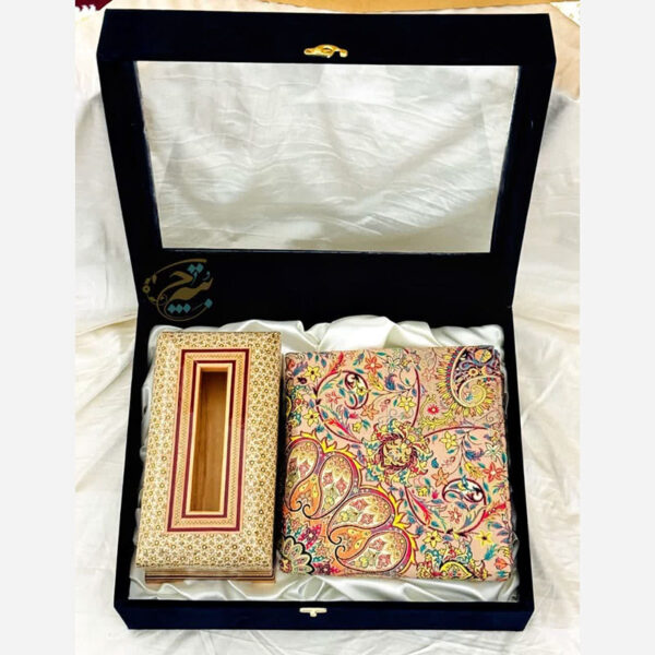 ست هدیه خاتم کاری ترمه و جعبه دستمال اعلا - Image 3