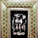 تابلو قلمزنی رومیزی با قاب خاتم کاری دوگل سبز 16در20 - Image 2