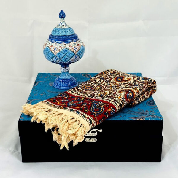 ست هدیه میناکاری شکلات خوری و رومیزی قلمکاری - Image 2
