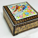 جعبه خاتم کاری استخونی مدل گل و بلبل 10در10 - Image 6