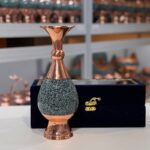 گلدان فیروزه کوبی 25 سانتی با جعبه هدیه مخمل - Image 3