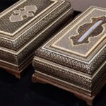 جعبه دستمال کاغذی و کارد و چنگال خاتم کاری کهکشانی