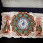 پک هدیه جفت گلدان و ساعت خاتم کاری