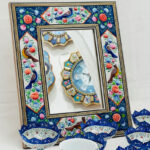 ست هفت سین میناکاری مسی مدل پایه دار آبی - Image 12