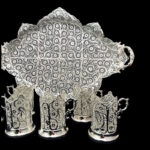 سرویس پذیرایی لوکس ملیله کاری (سینی بزرگ شاه‌عباسی و چای‌خوری) - Image 6