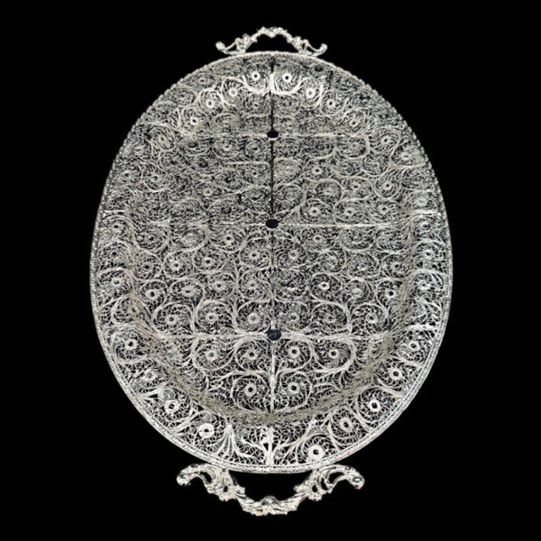 ظروف ملیله کاری سینی بیضی بزرگ - Image 3