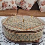 شکلات خوری خاتم کاری سه درب  طرح گلی شش ضلعی تو راش سایز 23در23 - Image 3