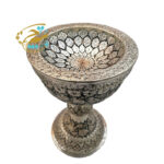 سنگاب یا جام قلمزنی مسی گل ومرغ برجسته 25سانتی - Image 6