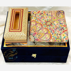 ست هدیه خاتم کاری ترمه و جعبه دستمال اعلا