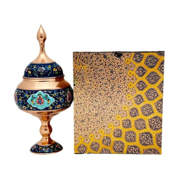 شکلات خوری مسی پایه دار مس و پرداز با جعبه سنتی - Image 11