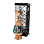 گلدان مسی طرح پرداز ارتفاع 20 سانتی به همراه پلکسی - Image 6