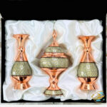 ست هدیه خاتم کاری گلدان و شکلات خوری با جعبه مخمل - Image 9
