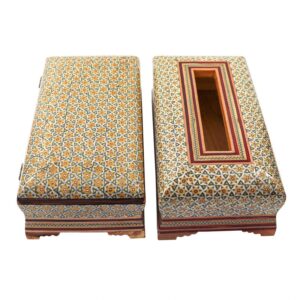 جعبه دستمال کاغذی و جاقاشقی خاتم کاری اعلا