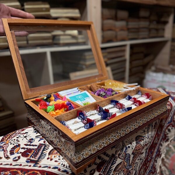 جعبه پذیرایی دمنوش ( تی باکس،جعبه تی بگ ) خاتم کاری - Image 8