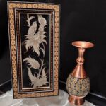 پک هدیه خاتم کاری گلدان و تابلو قلم زنی