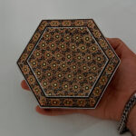 جعبه خاتم کاری لولایی شش گوش متوسط - Image 2