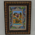 قاب خاتم کاری اصفهان به همراه فیبر نقاشی مینیاتور ۱۸در۲۳ - Image 5