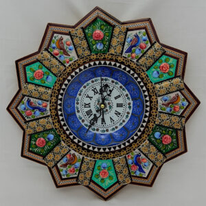 ساعت صنایع دستی خاتم کاری گل و بلبل ۳۵ مدل ۲