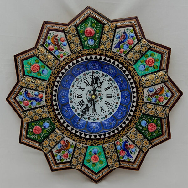 ساعت صنایع دستی خاتم کاری گل و بلبل ۳۵ مدل ۲ - Image 2