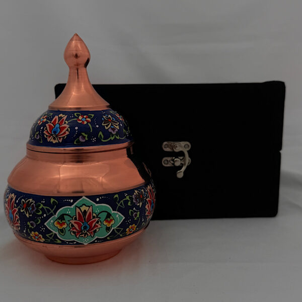 قندان مس و پرداز سایز۱۷ به همراه جعبه مخمل هدیه ای - Image 4