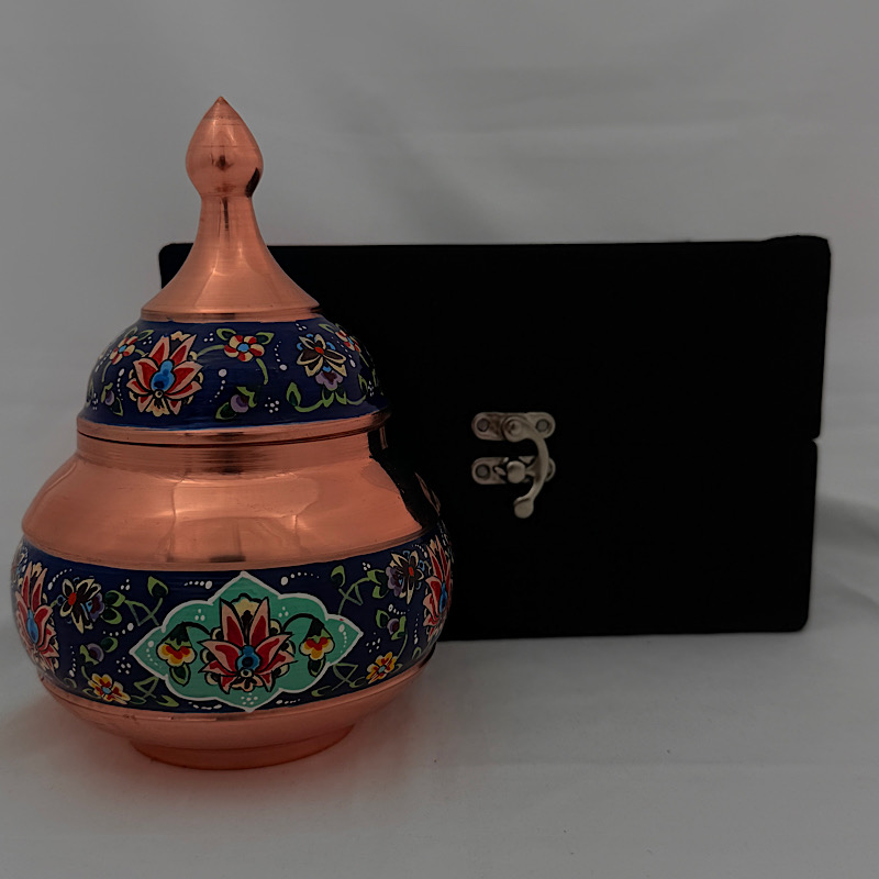 قندان مس و پرداز سایز۱۷ به همراه جعبه مخمل هدیه ای