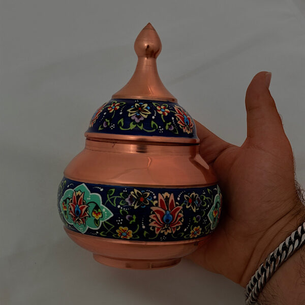قندان مس و پرداز سایز۱۷ به همراه جعبه مخمل هدیه ای - Image 2