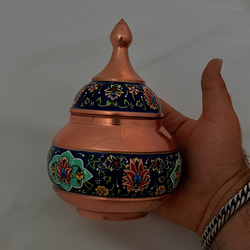 قندان مس و پرداز سایز۱۷ به همراه جعبه مخمل هدیه ای