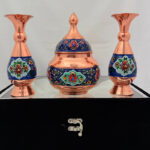 ست هدیه مس و پرداز قندان و گلدان - Image 2