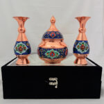 ست هدیه مس و پرداز قندان و گلدان - Image 4