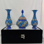پک هدیه میناکاری جفت گلدان و قندان - Image 3