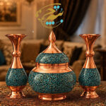 فیروزه کوبی ست هدیه (قندان+جفت گلدان۱۶) به همراه جعبه