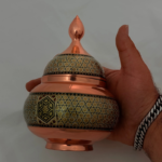 قندان مس و خاتم کاری شالداربه همراه جعبه هدیه - Image 9