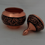 قندان مسی الماس تراش به همراه جعبه مخمل - Image 7