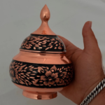 قندان مسی الماس تراش به همراه جعبه مخمل - Image 4