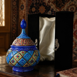 قندان مسی میناکاری اصفهان 16سانتی