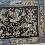 تابلو قلمزنی مینیاتور با قاب خاتم کاری آبی روشن 42در72 کد13 (ارسال رایگان باربری) - Image 5