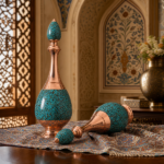 تنگ درب دار فیروزه کوبی صراحی ارتفاع 28 سانت مدل جفت
