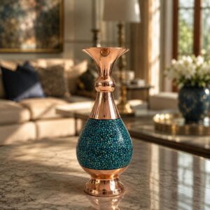 گلدان فیروزه کوبی صراحی ارتفاع ۱۶ سانتی متر