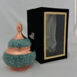 قندان فیروزه کوبی بزرگ ارتفاع ۱۷ به همراه جعبه مخمل - Image 8