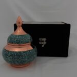 قندان فیروزه کوبی بزرگ ارتفاع ۱۷ به همراه جعبه مخمل - Image 7