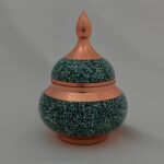 قندان فیروزه کوبی بزرگ ارتفاع ۱۷ به همراه جعبه مخمل - Image 6