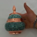 قندان فیروزه کوبی بزرگ ارتفاع ۱۷ به همراه جعبه مخمل - Image 2