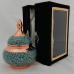 قندان فیروزه کوبی بزرگ ارتفاع ۱۷ به همراه جعبه مخمل