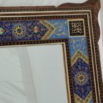 آینه دکوراتیو قدی خاتم کاری با قاب نقاشی مینیاتور تذهيب 42در72 - Image 5