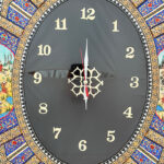ساعت دیواری بیضی خاتم کاری اسب و شکار 50در60 - Image 4
