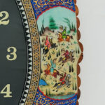 ساعت دیواری بیضی خاتم کاری اسب و شکار 50در60 - Image 5