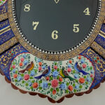 ساعت دیواری خاتم کاری مدل بیضی طرح گل و مرغ 50در60 - Image 6