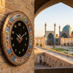 ساعت دیواری بیضی خاتم کاری گل و مرغ 50در60 - Image 4